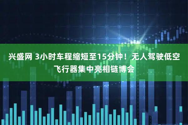 兴盛网 3小时车程缩短至15分钟！无人驾驶低空飞行器集中亮相链博会